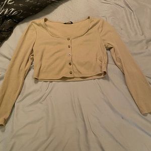 Light brown Long sleeve cropped shirt